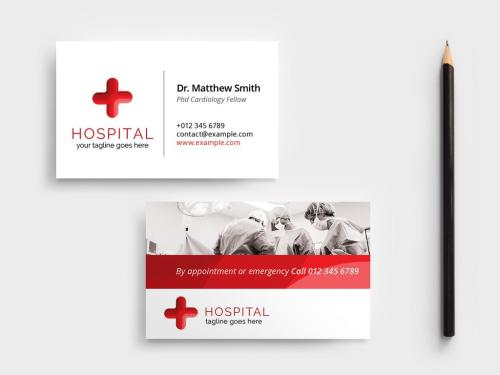 Adobe Stock - Hospital Business Card Layout for Medical Doctors - 338507315
