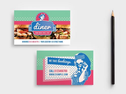 Adobe Stock - American Diner Themed Business Card Layout - 338960455