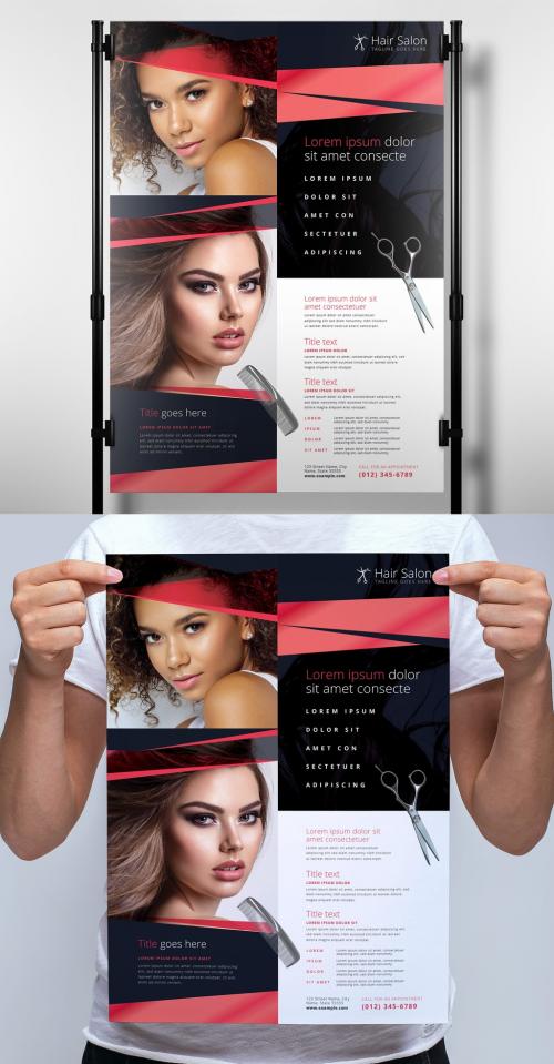 Adobe Stock - Pink and Blue Hair Salon Banner or Poster Layout - 338961223