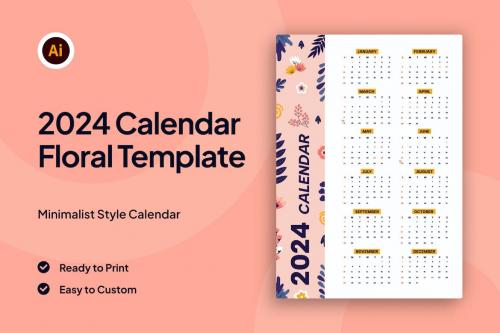 2024 Calendar Floral Template