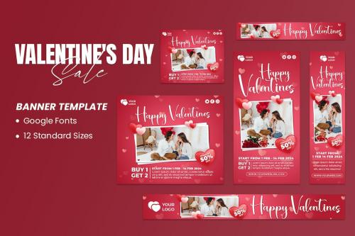 Happy Valentines Day Sale Banners Ad Template
