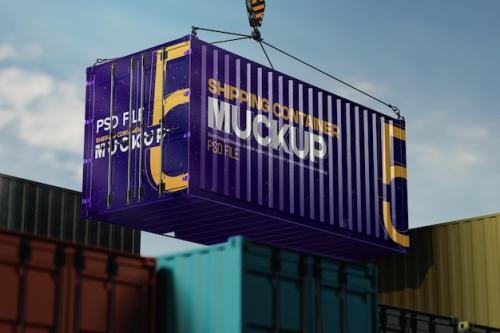 Psd Shipping Container Mockup Half Side View