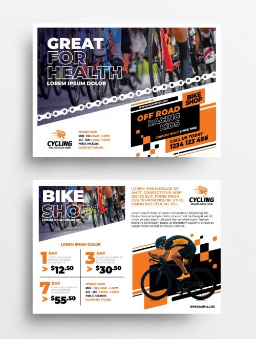 Adobe Stock - Cycling Shop Flyer Layout with Orange Swash - 341021978