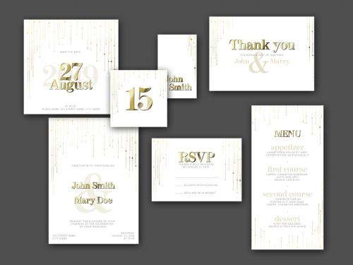 Adobe Stock - Golden White Wedding Suite Layout Set - 341057395