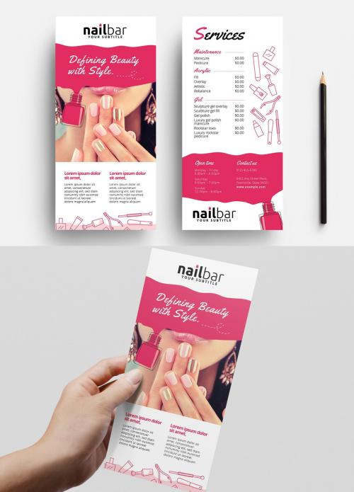 Adobe Stock - Nail Bar Card Layout with Salon Icons - 341102579