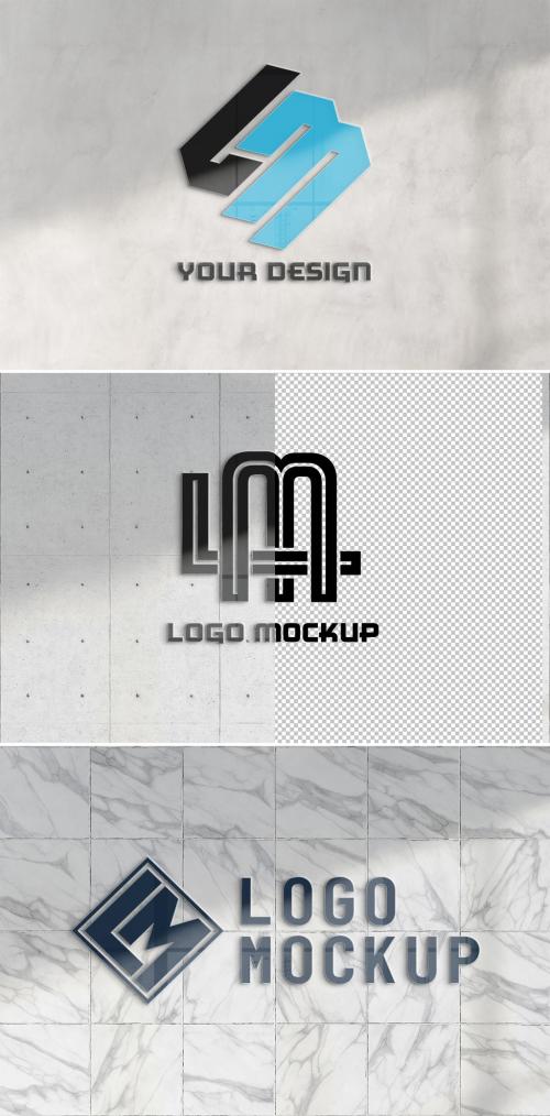 Adobe Stock - Reflective Logo on Office Wall Mockup - 341754669