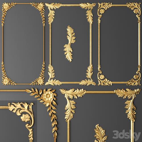 Set, frames, Stucco molding, Rosette, luxury, gold decor, carving, molding, stucco, ceiling, classical, frame