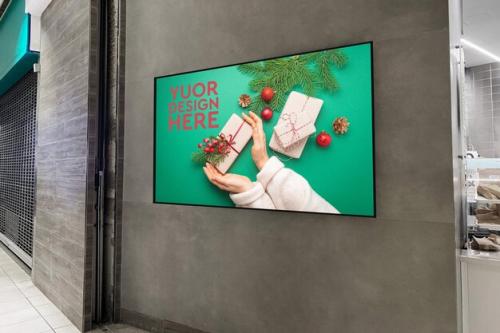 Blank Billboard Located In Underground Hall Or Subway For Advertising Mockup Concept