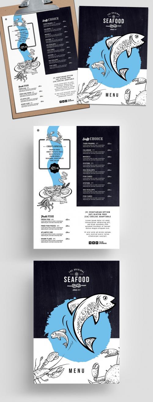 Adobe Stock - Seafood Menu Layout with Food Illustrations - 342167652