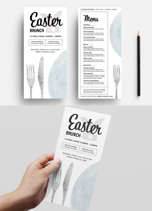 Adobe Stock - Easter Brunch Flyer Layout with Plate and Cutlery Illustration - 343588000