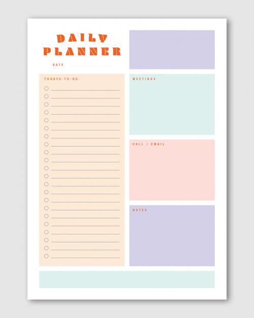 Adobe Stock - Daily Planner Layout with a Pastel Color Scheme - 344308634