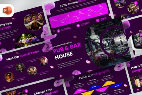 Dark Futuristic Pub & Bar PowerPoint Template