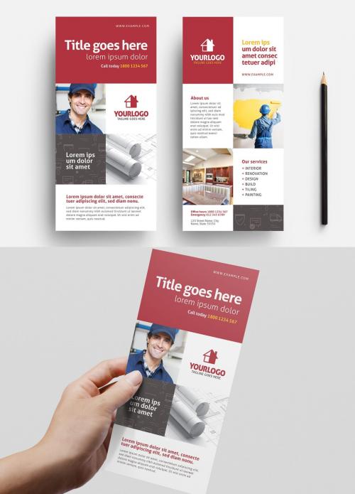 Adobe Stock - Thin Flyer Layout for Construction Services - 344565992