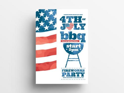 Adobe Stock - 4th July Flyer Layout with Bbq Layout - 344566250