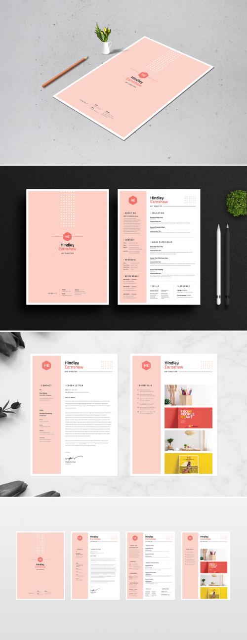 Adobe Stock - Resume and Cover Letter Layout with Pink Accents - 344936705