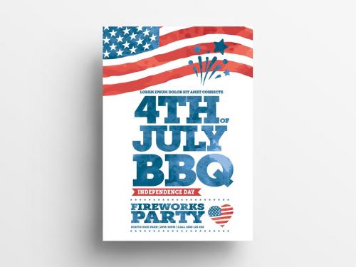 Adobe Stock - 4th of July Flyer Layout with American Flag - 344949138