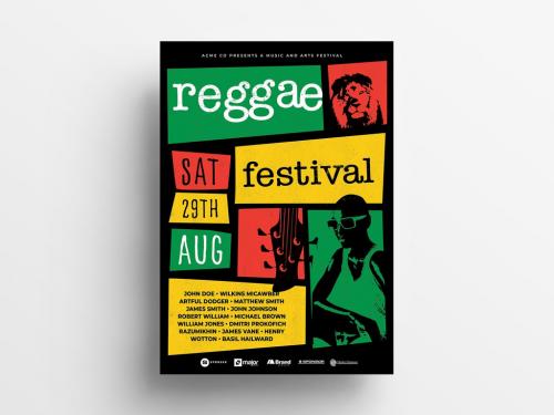 Adobe Stock - Reggae Festival Flyer Layout with Artistic Style - 344949311