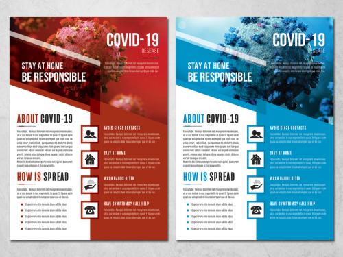 Adobe Stock - COVID-19 Flyer Layout with Red and Blue Accents - 346283700