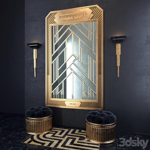 Art Deco composition with a mirror