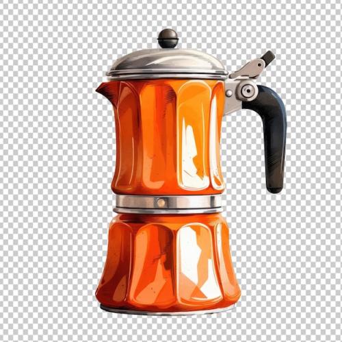Hiking Italian Coffe Maker Watercolor Isolated On Transparent Background Png