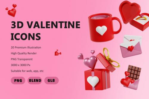 3D Valentine Icons
