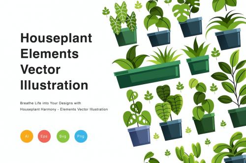 Houseplant Elements Vector Illustration