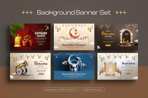 Ramadan Mubarak Sale Banner Design Template Set