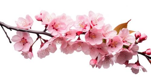 Pink Cherry Blossom On White Background