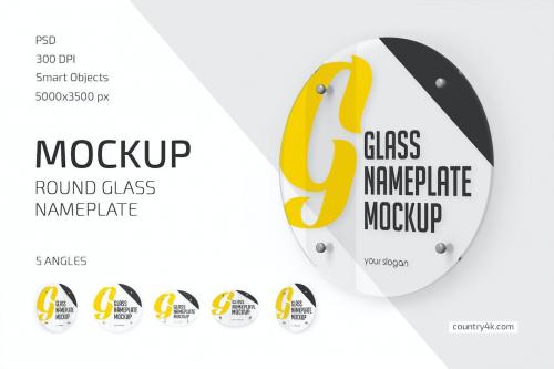 Round Glass Nameplate Mockup