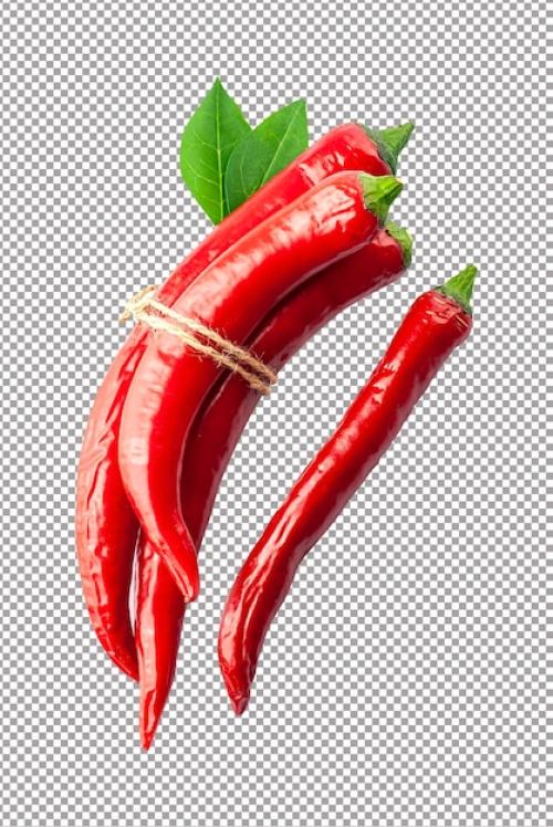 Hot Pepper On White Backgrounds Chilli Pepper With Leaves Closeup Healthy Food Ingredient