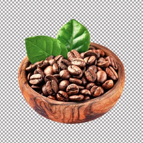 Coffee Bean With Leaves In Plate On White Backgrounds