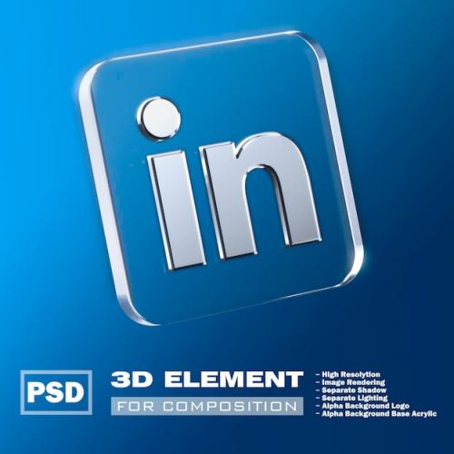 3d Logo Render Element Psd Linked In