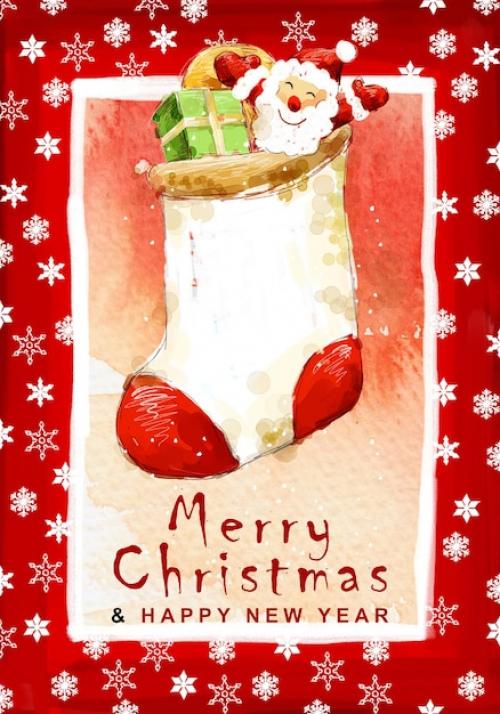 Handpainted Christmas Card Psd