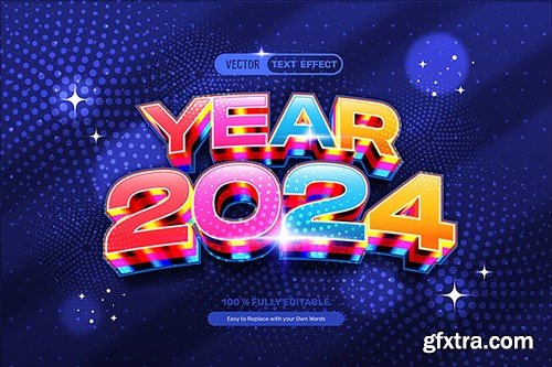 Colorful New Year 2024 Vector Text Effect K82H6TJ