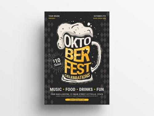 Adobe Stock - Modern Oktoberfest Flyer Layout with Frothy Beer Stein - 348292332