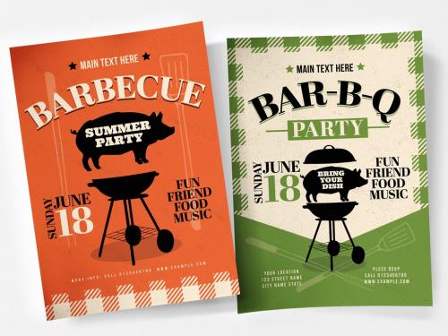Adobe Stock - Barbecue Flyer Layout with BBQ and Pig Illustration - 348332343