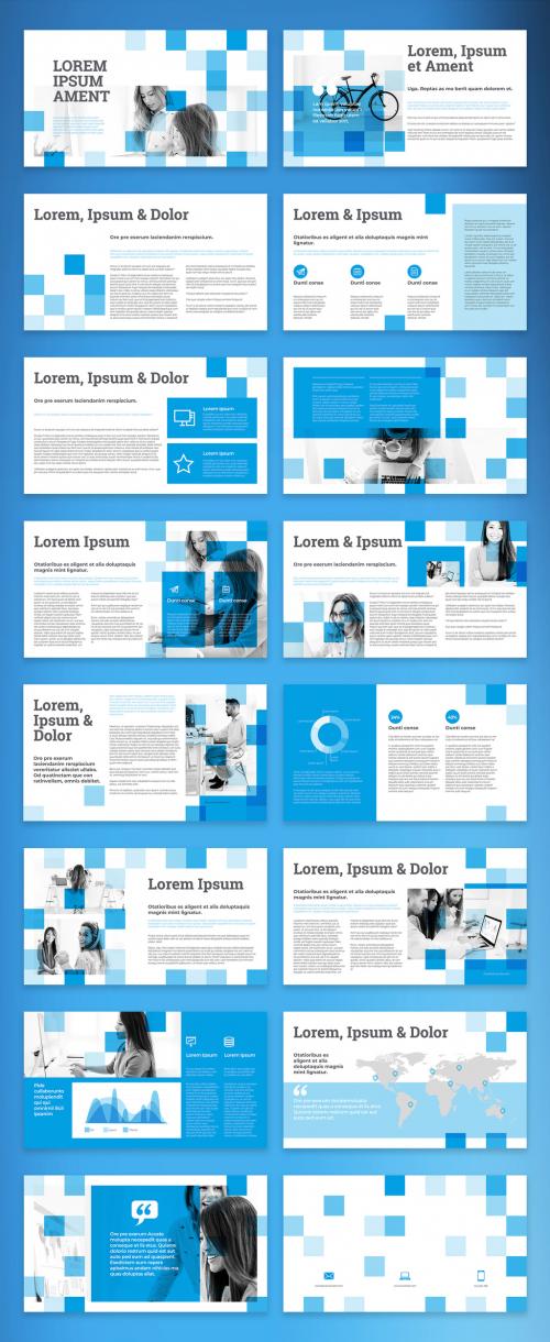 Adobe Stock - Digital Multipurpose Brochure Layout with Blue Squares - 348345022