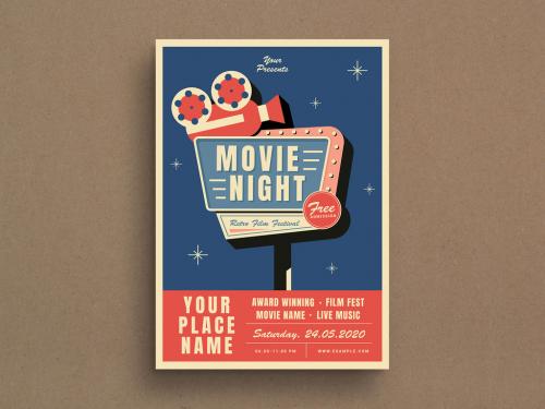 Adobe Stock - Movie Night Event Flyer Layout - 348358469