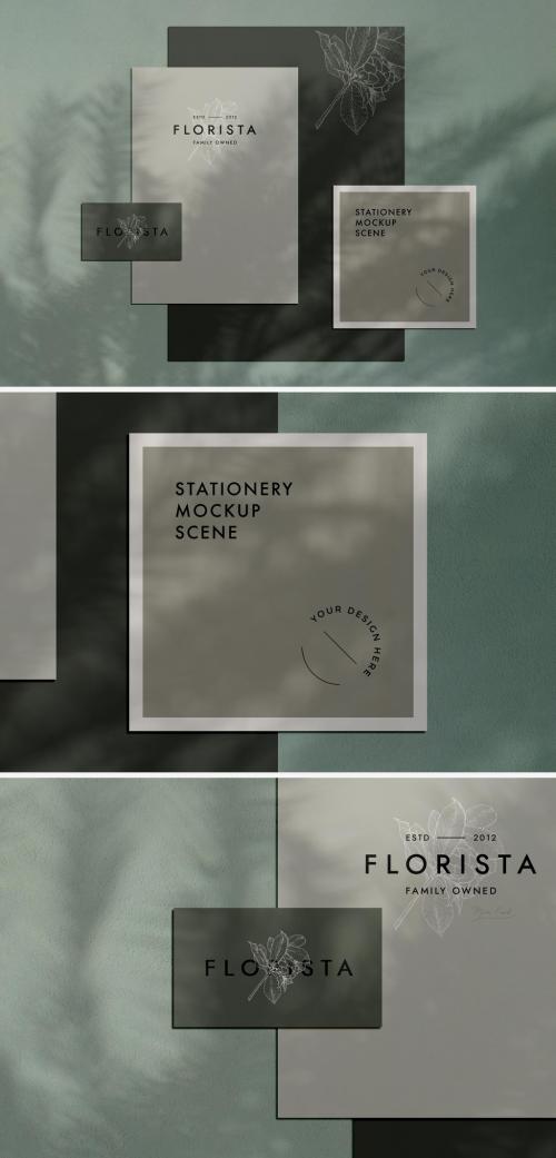 Adobe Stock - Stationery Mockup Scene with Shadow Overlay - 348648578