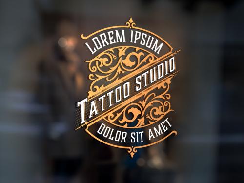 Adobe Stock - Vintage Tattoo Logo with Gold Elements - 348980959
