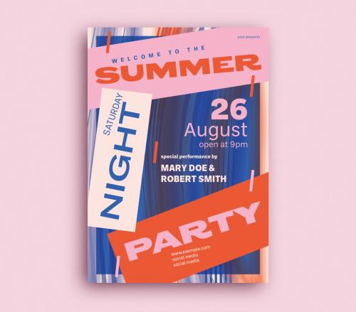 Adobe Stock - Summer Party Flyer Layout - 348998226
