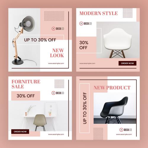 Adobe Stock - Product Sale Social Media Post Layout Set with Pink Accents - 350310760