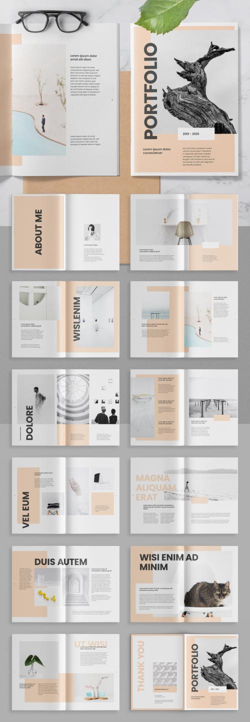 Adobe Stock - Portfolio Brochure Layout with Peach Accents - 350352090