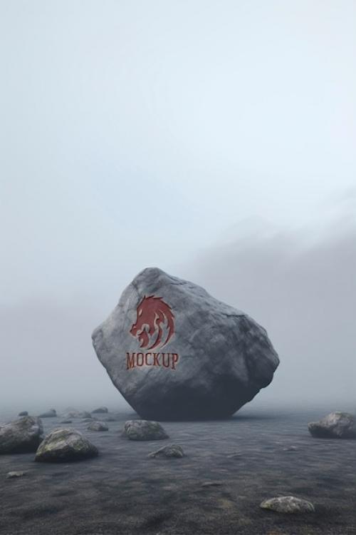 Logo On Rock Mockup