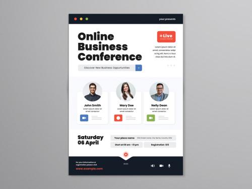 Adobe Stock - Online Business Conference Flyer Layout - 350365045