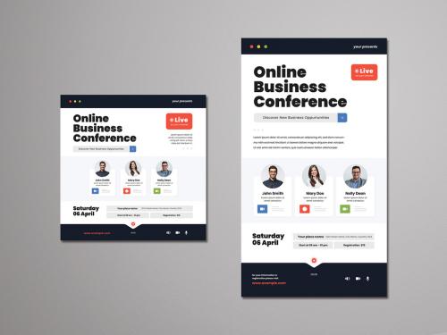 Adobe Stock - Online Business Conference Social Media Layouts - 350365069