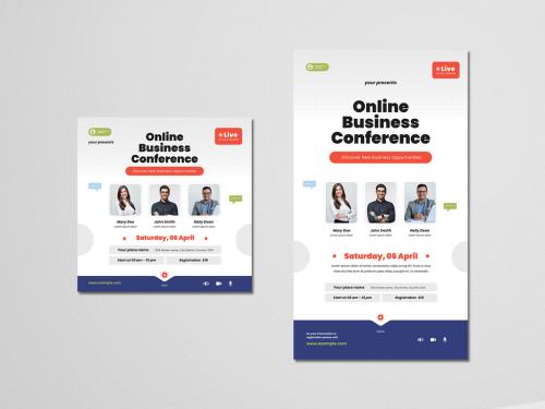 Adobe Stock - Online Business Conference Social Media Layouts - 350365071