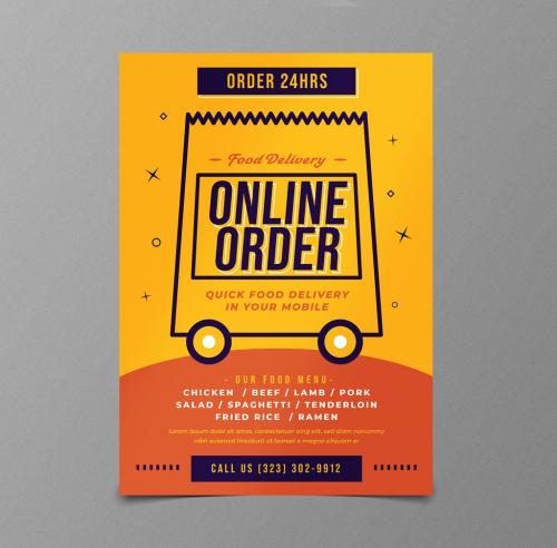 Adobe Stock - Food Delivery Flyer Layout - 350660560