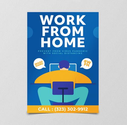Adobe Stock - Work from Home Flyer Layout - 350660795