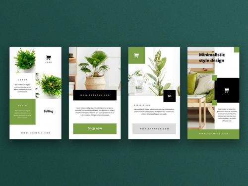 Adobe Stock - Social Media Story Layouts with Green Accents - 350974161